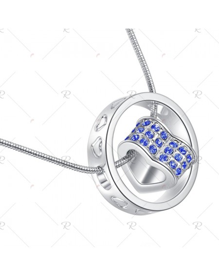 Crystal Heart and Ring Pendant Necklace
