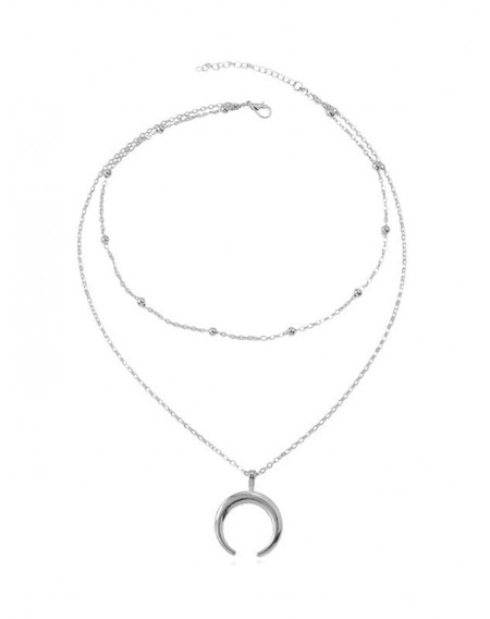 Beach Crescent Moon Pendant Chain Necklace