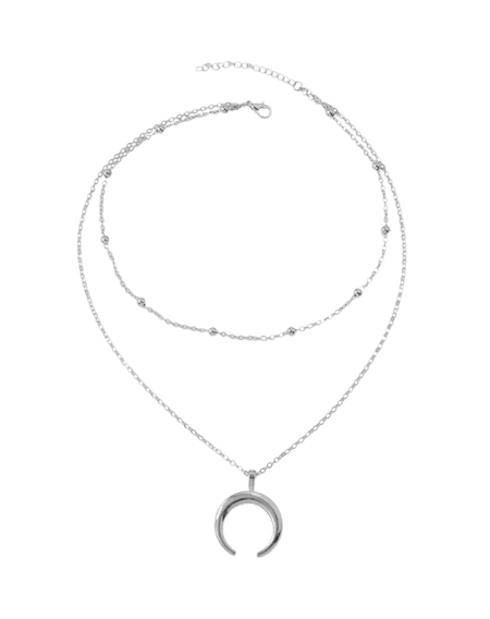 Beach Crescent Moon Pendant Chain Necklace