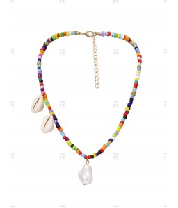 Seashell Faux Pearl Decoration Beading Necklace