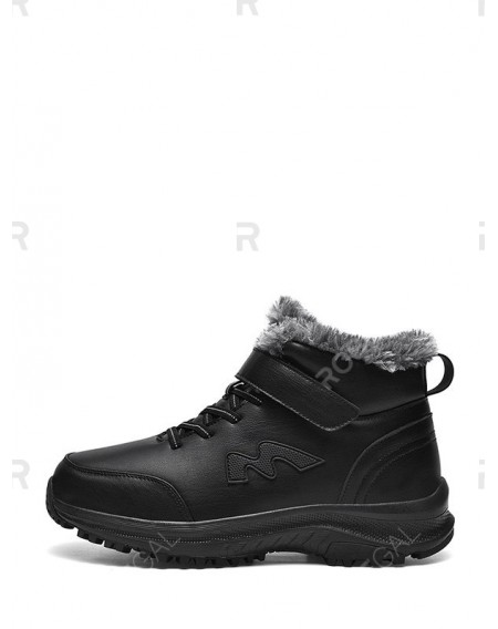 Faux Fur Trim PU Leather Ankle Snow Boots - Eu 44