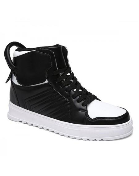 Lace Up High Top Leather Casual Shoes - 44