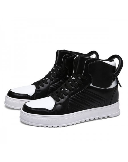 Lace Up High Top Leather Casual Shoes - 44