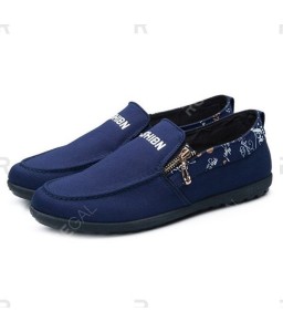 Color Block Zipper Cloth Casual Shoes - 42