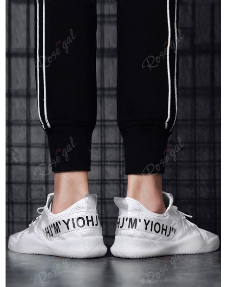 Breathable Letter Print Contrast Color Sneakers - 42