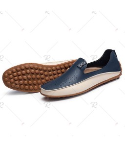 Men Large Size Color Blocking Slip Flat Casual Driving Loafers Shoes - 43