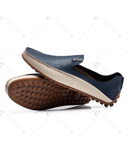 Men Large Size Color Blocking Slip Flat Casual Driving Loafers Shoes - 43