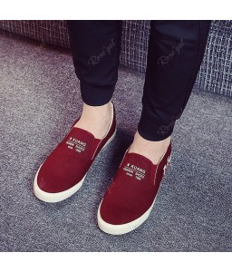 Men's Sneakers Canvas Shoes Slip Ons Casual Letter Designed Durable Fancy Comfy Loafers - 42