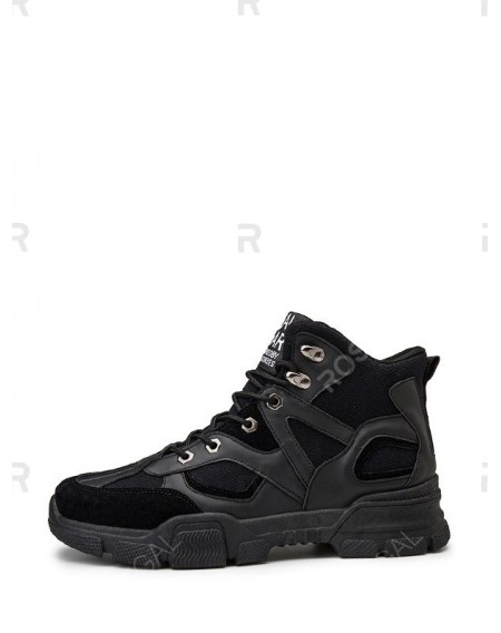 Leather Trim High Top Combat Shoes - Eu 39