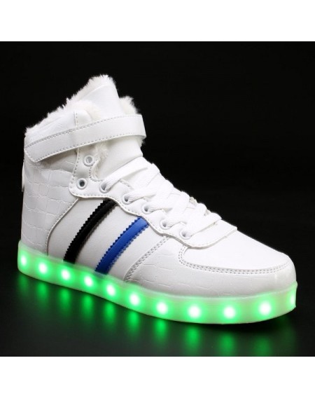 High Top Flocking Led Luminous Shoes - 40