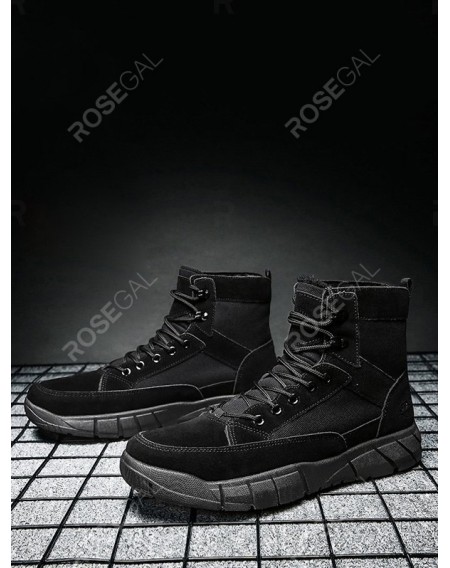 Brushed Patch Canvas Cargo Boots - Eu 39