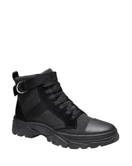 Brushed Belted Accent Cargo Canvas Boots - Eu 39