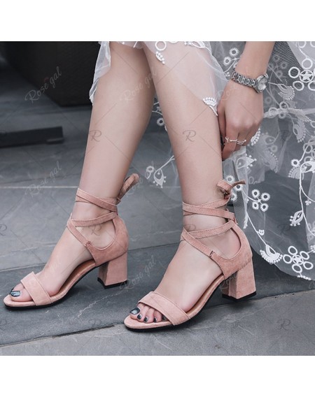 The New 18-27 Round Rough Heels All-Match Strap Sandals - 38