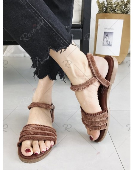 Outdoor Casual Beading Fringes Backless Sandals - 36