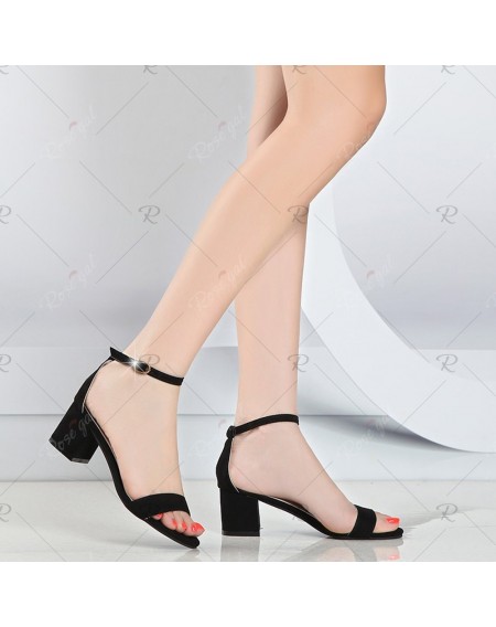 Women Summer Sandals Thick Heel Solid Color Pumps for Girls - 40