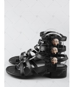 Low Heel Gladiator Strappy Thong Sandals - 39