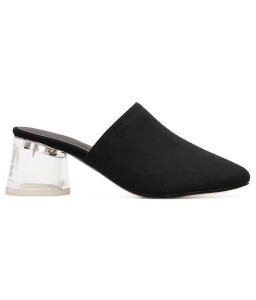Transparent Middle Heel Mules Shoes - 35