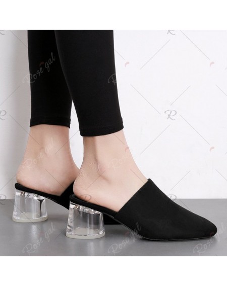 Transparent Middle Heel Mules Shoes - 35