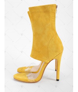 Transparent Strap Fashion Stiletto Heel Bootie Sandals - 38