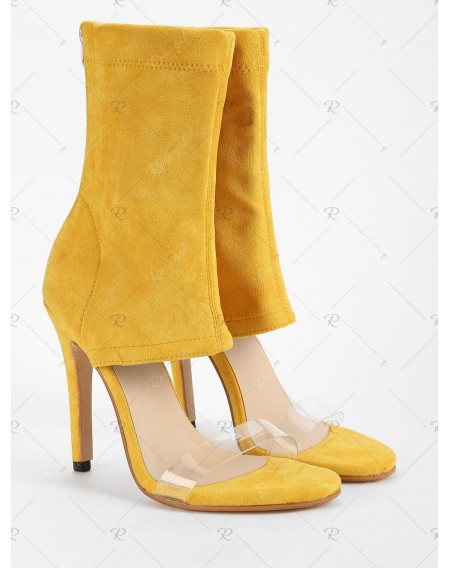 Transparent Strap Fashion Stiletto Heel Bootie Sandals - 38