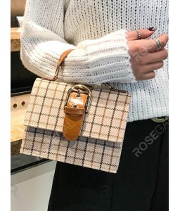 Plaid Pattern Square Hasp Shoulder Bag