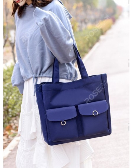 Nylon Pockets Design Shoulder Bucket Bag