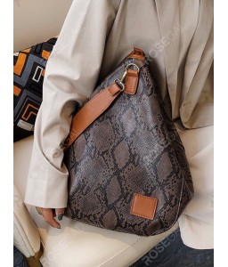 Snakeskin Pattern Water Drop Shape Leather Shoulder Bag