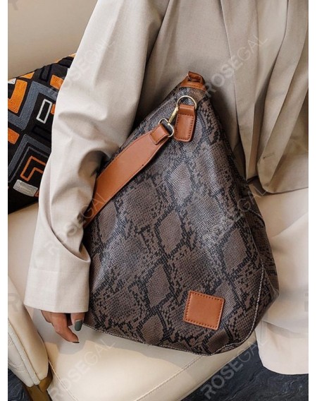 Snakeskin Pattern Water Drop Shape Leather Shoulder Bag