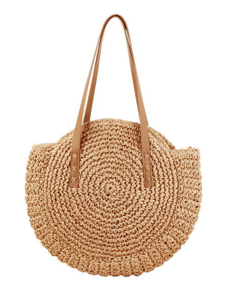 Round Beach Straw Shoulder Bag