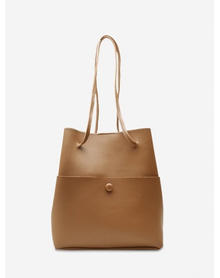 Solid Leather Big Capacity Bucket Bag