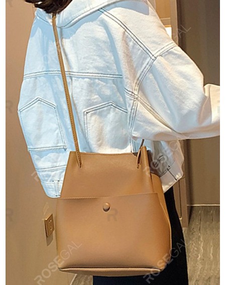 Solid Leather Big Capacity Bucket Bag