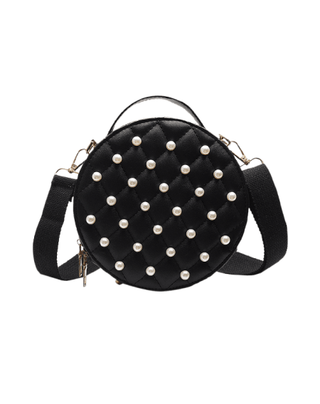 Faux Pearl Quilted Crossbody Bag