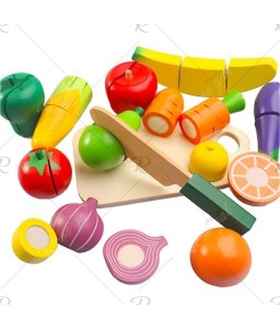 Educational Wooden Simulation Fruits  / Vegetables Pretend Play Toy Set for Kids