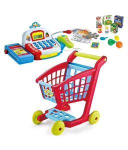 Shopping Cart + Intelligent Cash Register Supermarket Simulation Combo Pretend Play Toy for Kids