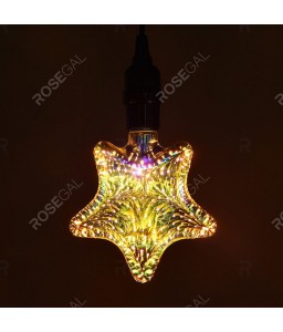 Colorful 3D Glass Firework Christmas Decoration LED Light Bulb