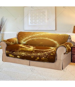3D Digital Printed Golden Star Multi-size Sofa Cover - Double