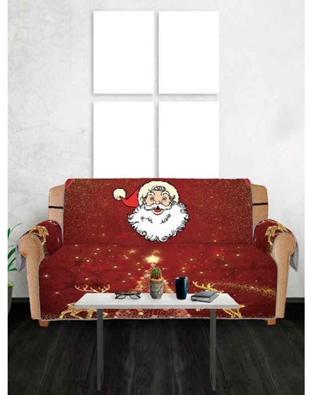 Christmas Deer Santa Claus Design Couch Cover - Three Seats