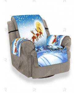Father Christmas Elk Moon Pattern Couch Cover - Single Seat