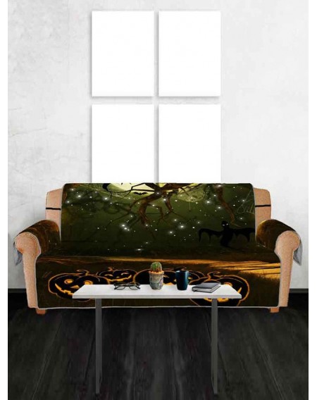 Halloween Pumpkin Bat Design Couch Cover - Three Seats