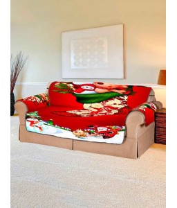 Christmas Stocking Snowman Elk Pattern Couch Cover - Two Seats