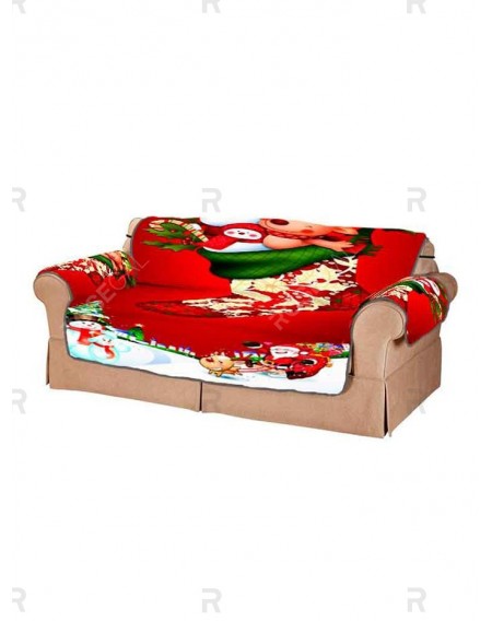 Christmas Stocking Snowman Elk Pattern Couch Cover - Two Seats
