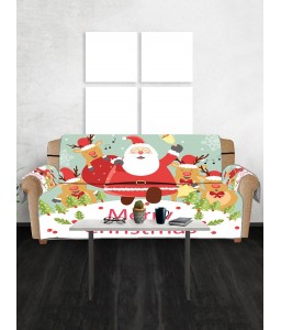 Deer Father Christmas Pattern Couch Cover - Three Seats