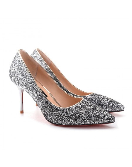 Women'S Paillette Spring Comfort Heels Shoes - 36