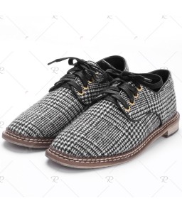 Low Heel Plaid Casual Shoes - 36