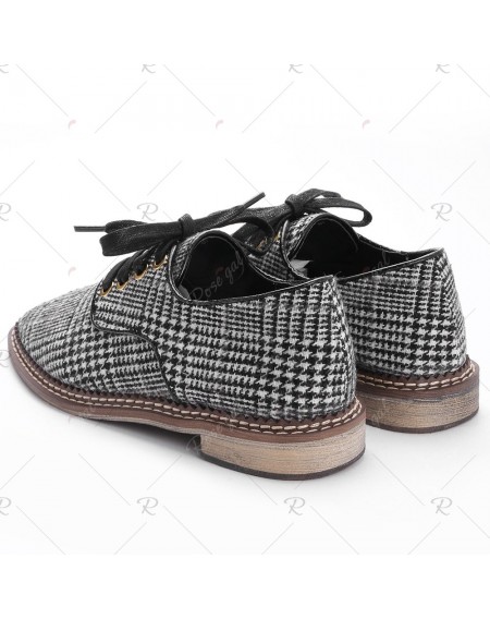 Low Heel Plaid Casual Shoes - 36