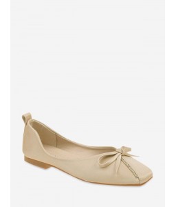 Plain Toe Bowknot Design Flat Heel Casual Shoes - Eu 37
