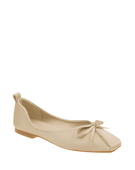 Plain Toe Bowknot Design Flat Heel Casual Shoes - Eu 37