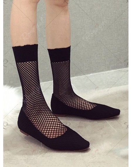 Fish Net Mid Calf Flat Sock Boots - Eu 39
