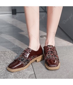 Square Toe Low Heel Casual Shoes - 39
