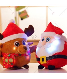 Shine Singing Music Santa Claus Doll Plush Toy Elk Figurine Christmas Event Gift - Santa Elk